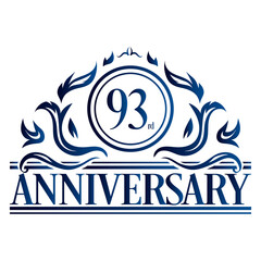 Luxury 93rd anniversary Logo illustration vector