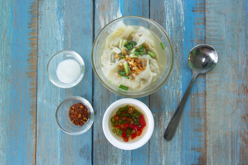 Chinese Wan Tan pork dumpling soup