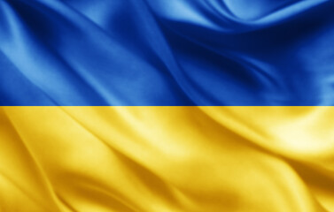 Ukraine flag of silk -3D illustration