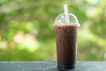 glass of  dark Cocoa with ice