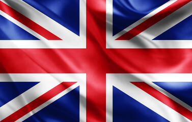 United Kingdom flag of silk -3D illustration