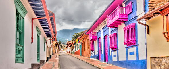 Bogota, La Candelaria district, HDR Image - obrazy, fototapety, plakaty