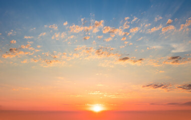 Gentle Sunset Sunrise sky with light clouds
