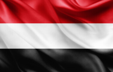 Yemen flag of silk -3D illustration