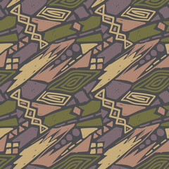 Geometric creative seamless pattern, childish style wallpaper design. Japanese scribble colorful ornament textile template.