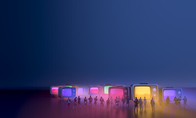 People gather to watch news, situations, events from TV shows together. Situation, urgent, important events In people's society together. People join the conversation in an emergency situation.