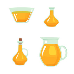 
set of cooking oil in glass bottles vector illustration