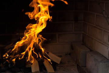 preparation of wood and coals for the barbecue