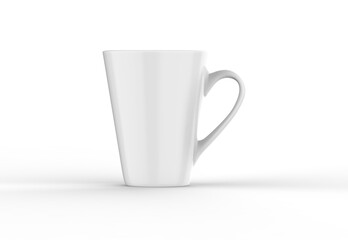 Coffee or tea cup mockup template, blank mug on isolated white background, 3d illustration