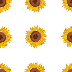 
seamless vector pattern with sunflowers