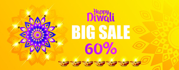 Vector illustration on the theme of the traditional celebration of happy diwali. Deepavali light and fire festival