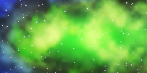 Fototapeta premium Light Blue, Green vector background with small and big stars. Decorative illustration with stars on abstract template. Design for your business promotion.