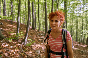 Hiker on mountain trail