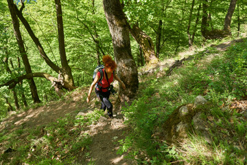 Hiker on mountain trail