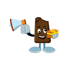 Ice cream character mascot and gift box