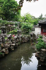 Fototapeta na wymiar Water canal in YuYuan Garden in Shanghai, China