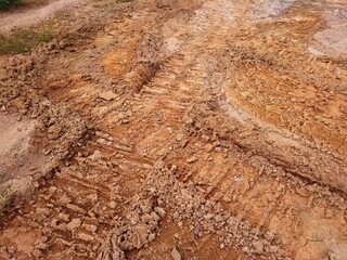 the track of heavy equipment 