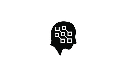 head data black white logo icon design vector illustration