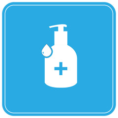 Disinfection. Hand sanitizer bottle icon, washing gel. Vector illustrationDisinfection. Hand sanitizer bottle icon, washing gel. Vector illustration	
