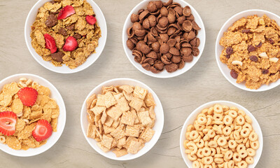 Mixed cereals on a wooden background