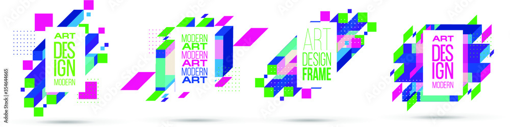 Poster vector frame art graphics for hipsters . dynamic frame stylish geometric black background . element 