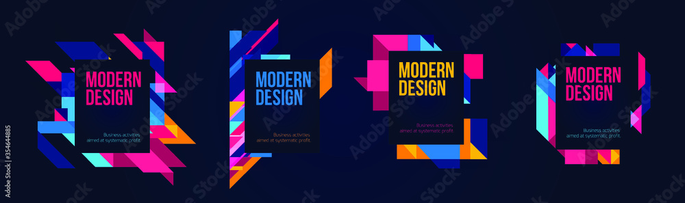 Poster vector frame art graphics for hipsters . dynamic frame stylish geometric black background . element 