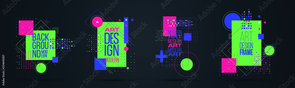 Poster vector illustration. a minimalistic hipster colored frame design. vector line gradient halftone. fra