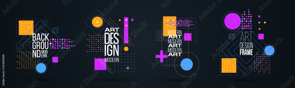 Poster vector illustration. a minimalistic hipster colored frame design. vector line gradient halftone. fra