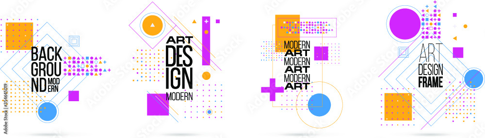 Poster vector illustration. a minimalistic hipster colored frame design. vector line gradient halftone. fra