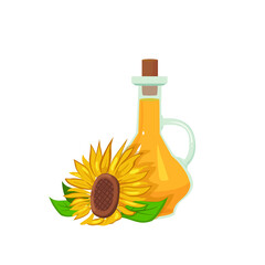 
jug or glass bottle with sunflower or vegetable oil vector illustration
