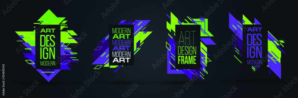 Poster vector illustration. a minimalistic hipster colored frame design. vector line gradient halftone. fra