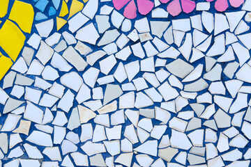 multi colorful stone mosaic tiles on the wall as background or texture,mosaic background