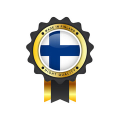 Made in Finland with emblem badge label design
