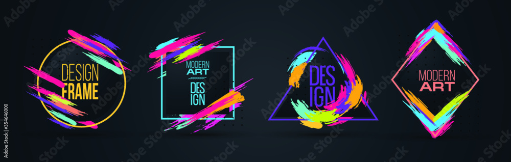 Poster vector frame for text modern art graphics for hipsters . dynamic frame stylish geometric black backg