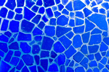 blue colorful stone mosaic tiles on the wall as background or texture,mosaic background