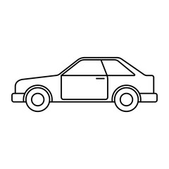 Car icon. Black contour silhouette. Side view. Vector flat graphic illustration. Isolated object on a white background. Isolate.