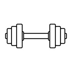 Dumbbell icon. Horizontal view. Black contour silhouette. Vector flat graphic illustration. Isolated object on a white background. Isolate.