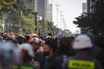 são paulo, brasil, manifestação, av. paulista, democracia, protesto, torcida, polícia, bomba,...