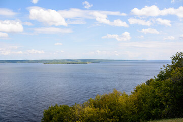 Fototapeta na wymiar The widest place of the Volga River.