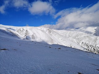 Amazing landscape in the mountains. Winter landscape.