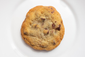 Simple Chocolate Chip Cookie on a White Plate