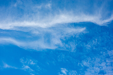 Beautiful blue sky and white clouds, sky background.