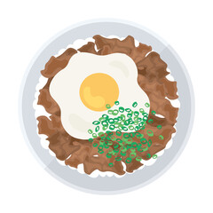 卵をのせた牛丼のイラスト