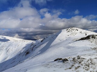 Amazing landscape in the mountains. Winter landscape.