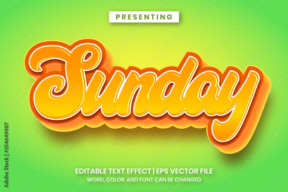 Poster sunday - custom font effect with modern 3d design, gradient font complete set alphabet for game titl