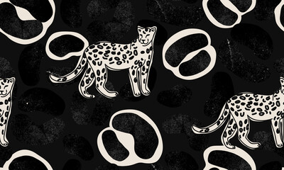 Minimalistisch patroon met luipaardvel. Creatief collage eigentijds patroon. Modieuze sjabloon voor ontwerp.