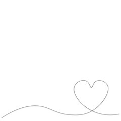 Love heart vector, continuous one line drawing. Vector illustration