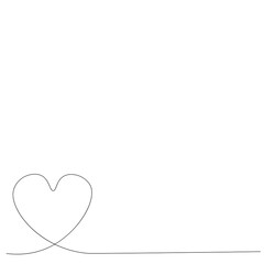 Love heart vector, continuous one line drawing. Vector illustration