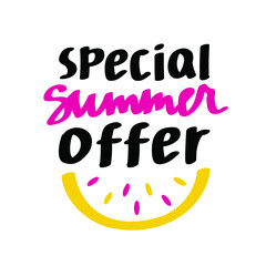 Discount vector lettering of Special Offer Summer Sale etc. Hand drawn label or logo.