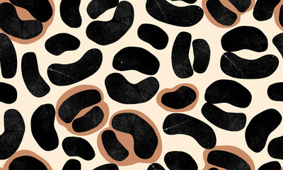 Trendy modern leopard seamless pattern. Creative collage pattern. Fashionable template for design. Natural pastel colors.